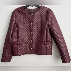 NWT Talbots Mulberry Faux Leather Quilted Jacket Women's Size 14 Vegan Leather